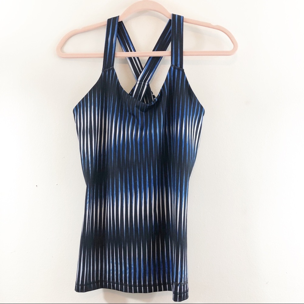 IVY PARK Blue Black White Striped Racerback Tank